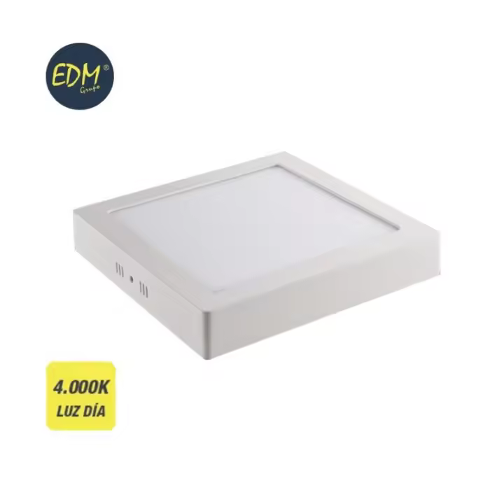 Downlight led superficie cuadrado 20w 1500lm 4000k luz día blanco 22x22x3.5cm EDM - 1