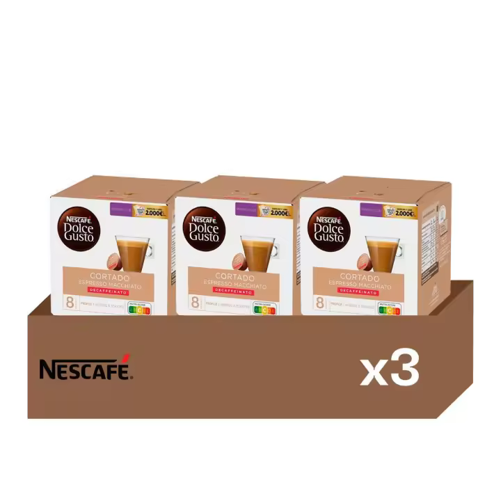 Cortado Descafeinado - Pack 3 Cajas de Café (48 uds) | Sabor Intenso y Suave, Toque de Leche - 1