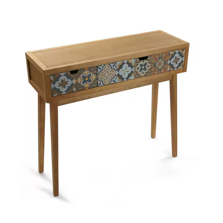 Versa Alfama Mueble Recibidor Estrecho para la Entrada o el Pasillo, Mesa Consola, con 2 cajones, Medidas (Al x L x An) 81,5 x 30 x 90 cm, Madera, Color Gris - 1