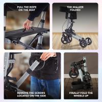 AREBOS Caminador Andador plegable de aluminio con ruedas ligero con frenos 136 kg - details 6