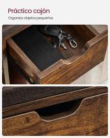 Banco zapatero con asiento acolchado, estante para zapatos, ideal para entrada, pasillo y dormitorio, marrón vintage, 30x104x48 cm - details 6