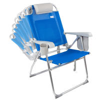 Aktive - Silla de playa plegable con respaldo reclinable 8 posiciones, 47x63x99 cm, de aluminio y textileno, con mochila, cojín, posavasos, bolsa rejilla, bolsillo lateral y antivuelco, máx. 110 kg, sillas de playa, sillas plegables, accesorios verano - details 2