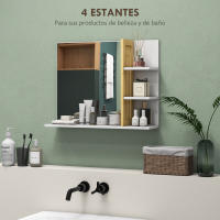 HOMCOM Espejo de Baño Moderno Espejo de Pared Rectangular con 4 Estantes de Almacenamiento para Maquillaje Tocador Vestidor 45x15x58,5 cm Blanco - details 0