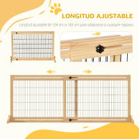 PawHut Barrera de Seguridad para Perrros de Madera Extensible con Pies de Soporte Valla Protección Mascotas Cachorros para Puerta Escalera Pasillo 104-183x36x69 cm - details 3