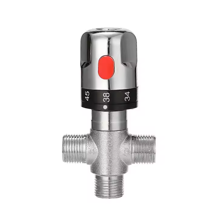 Válvula mezcladora termostática ajustable para baño, mezcladora de agua de latón, válvula de control de temperatura para mezclar agua caliente y fría para calentador de agua doméstico. - 1