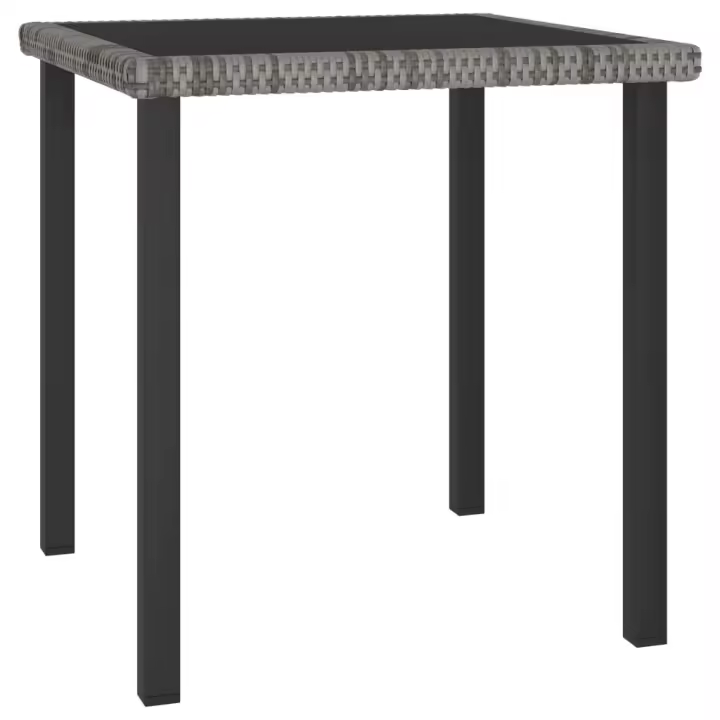 vidaXL Mesa de comedor para jardín ratán sintético 70x70x73 cm en color Negro/Gris | estructura resistente ideal para salón dormitorio o estudio - 1