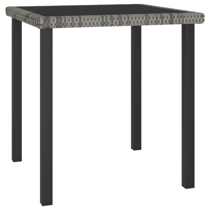 vidaXL Mesa de comedor para jardín ratán sintético 70x70x73 cm en color Negro/Gris | estructura resistente ideal para salón dormitorio o estudio - 1