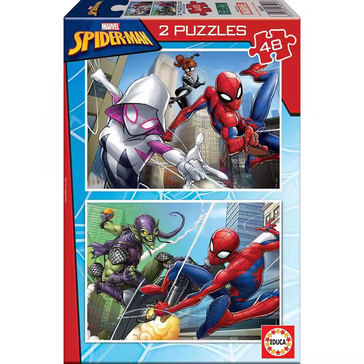 Educa - 2 Puzzles de 48 Piezas, Puzzle Infantil Spider-Man. A Partir de 4 años. Ref.18099 - 1