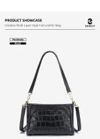 Bolso De Hombro Para Mujer Zency De Cuero Genuino Con Patrón De Flor De Piedra Y Piel De Cocodrilo Vintage Gran Capacidad Bandolera - details 8