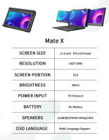GTMEDIA MATE X Monitor Portátil Doble Pantalla Extensible para Portátiles 13 a 17.3", Extensor de Pantalla Triple 11.6" 1920*1080 IPS, Frecuencia de Actualización 60Hz, Ángulo Visión 178°, Tipo-C/USB/HDMI Plug and Play para Portátil/Teléfono/PS5/Switch - details 15