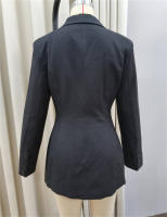 Elegante Mini Vestido Negro Blazer Para Mujer Con Cuello En V Y Mangas Largas Traje De Negocios Elegante Alta Cintura Adecuado Para Trabajo Y Fiestas - details 6