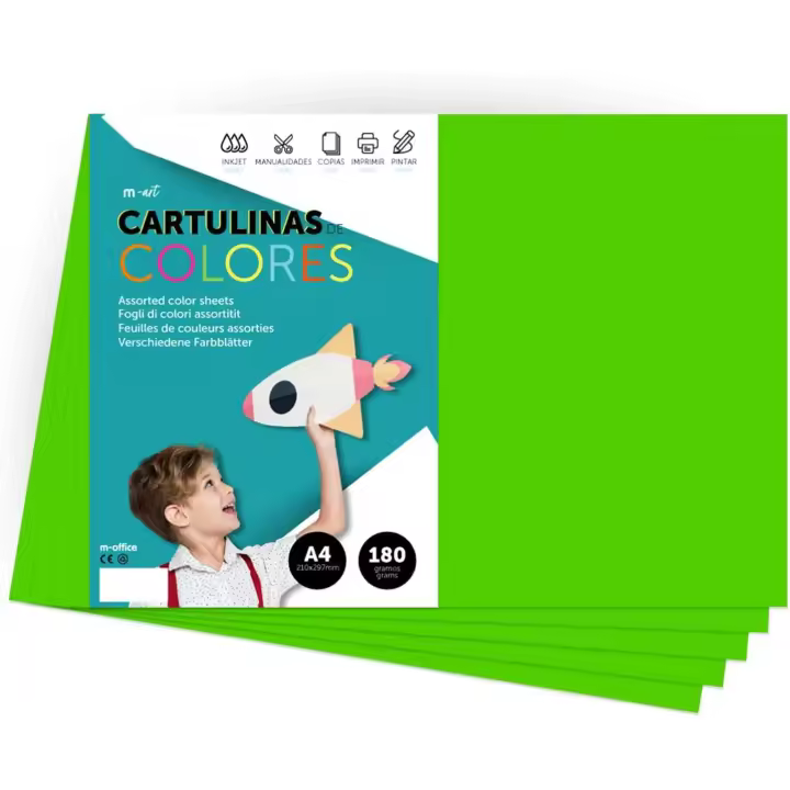 Cartulina Rojo , Cartulina Grande 50x65cm Colores Claros e Intensos, Cartulinas Colores 180gr para Manualidades, Diseños Creativos y Proyectos de Arte · m-office - 1