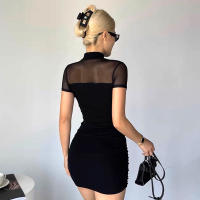 CUTENOVA Vestido Mini Dark Goth Y2k Bodycon Para Mujer Transpirable Patchwork See through Fiesta Streetwear Polyester Spandex - details 3