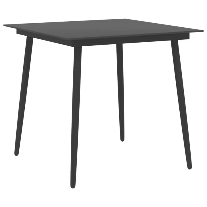 Mesa de Comedor para Jardín Maple y Vidrio Negro 80x80x74 cm - 1