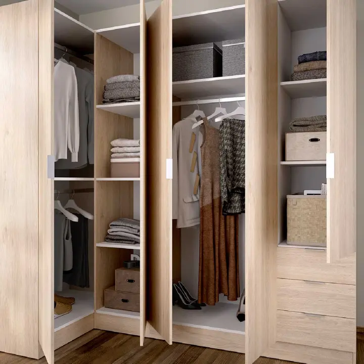 Armario Esquinero Essen 2 Módulos 4 Puertas Natural 184x214x91 Cm - Dekit - 1