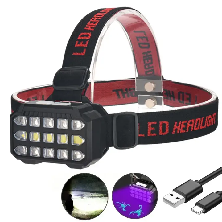 Linterna Frontal Recargable Ultra Potente Para Camping Senderismo Pesca Caza Resistente Al Agua Con Luz LED De Alta Gama - 1