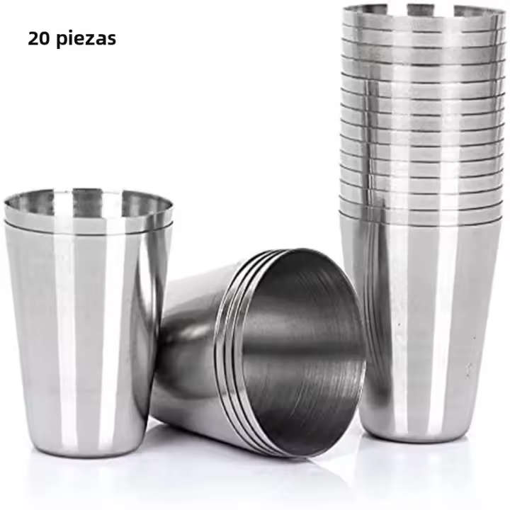 20pcs Copas De Vino De Acero Inoxidable De 30ml Para Camping Al Aire Libre Taza De Café Y Té De Metal Resistente Color Plateado - 1
