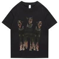 Camiseta Hip Hop Streetwear Para Mujer Con Estampado De Doberman Oversize Algodón Transpirable Ligera Protección Solar Secado Rápido Tees Casual - details 2