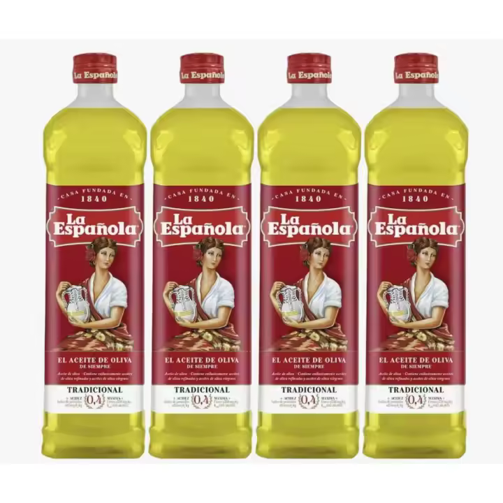 4 botelles  Aceite de oliva LA ESPAÑOLA suave 0,4º botella 1 litro - 1