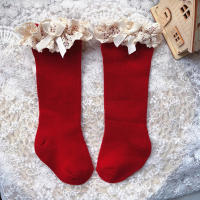 Calcetines Altos Para Bebés Niñas Otoño Invierno Con Encaje Y Volante Algodón Princesa Navidad Para 0-5 Años Talla True Fit - details 8