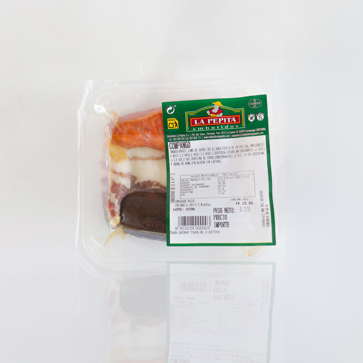 Compango Tradicional para Fabada o Cocido – 300 g (3 Porciones: Bacon, Chorizo y Morcilla de Año) | Receta Asturiana | Envasado al Vacío | Hecho en España | EMBUTIDOS LA PEPITA