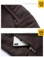Chaqueta De Cuero Invierno Para Hombre Con Forro De Poliéster Caliente Estilo Motocicleta Con Bordado PU Multibolsillos Vintage Outwear Chaqueta De Viento De Otoño - details 8