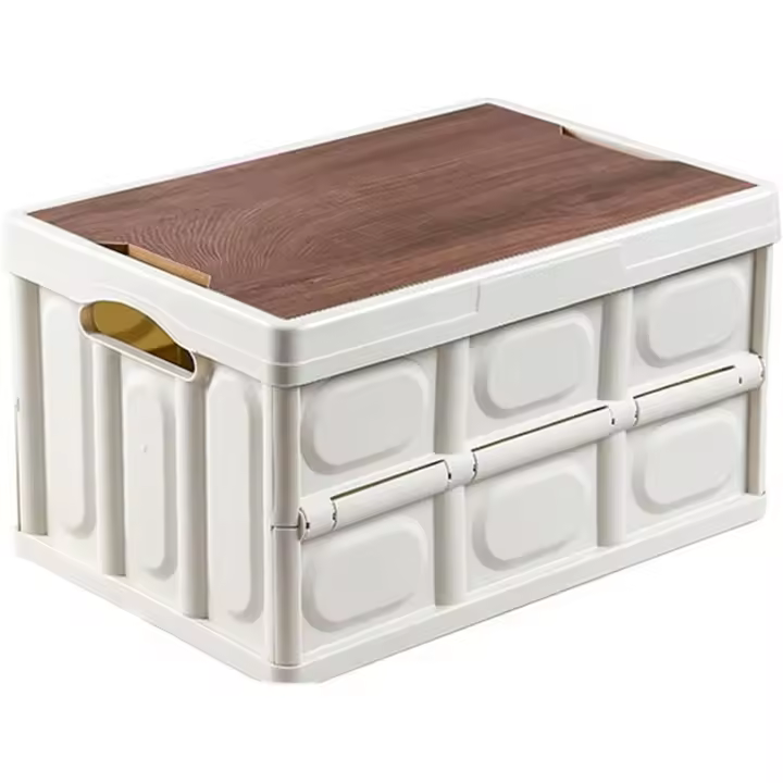 Caja Plegable Camping 54x36x29 cm, Plástico Resistente - Almacenamiento Maletero/Picnic/Navidad, Tapa Hermética, Organización Multiusos, Portátil y Liviana, Diseño Rectangular para Exteriores y Hogar - 1