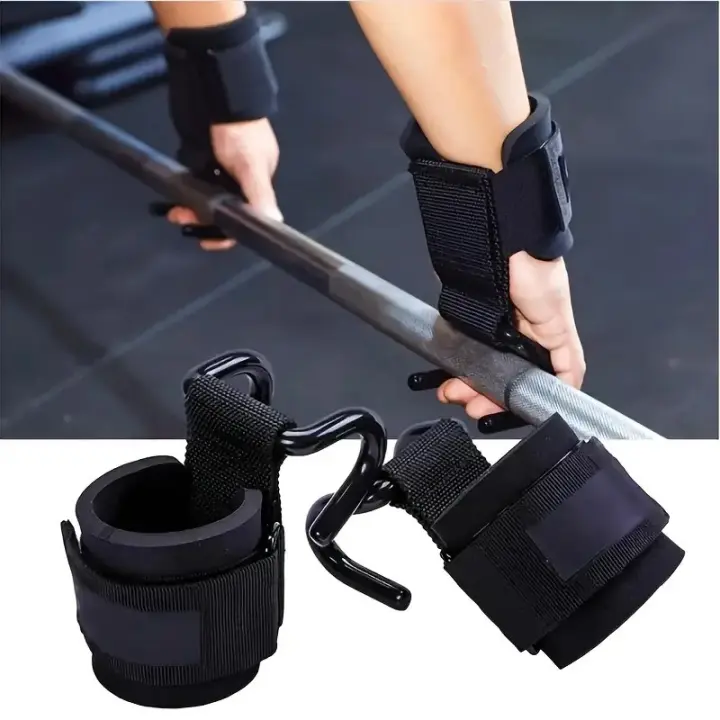 Gancho De Elevación Antideslizante Con Correa De Muñeca Para Agarre Fuerte Y Duro Accesorio De Gimnasio Universal De Poliéster - 1