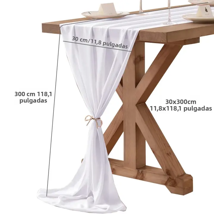 Corredor De Mesa De Seda Boho Romántico 30cm * 300cm Para Boda Cumpleaños Fiesta De Novia Día De San Valentín Decoración De Mesa - 1