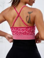 Sujetador Deportivo Para Mujer Con Estampado De Leopardo En Color Opaque Sin Costuras Cruzado Shockproof Form-Fitting Wireless Transpirable Y Absorbente De Sudor - details 1