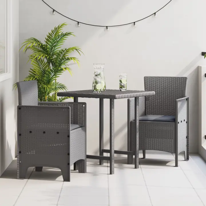 Silla de Jardín vidaXL Juego de 2 Gris Claro, Antracita Polipropileno - 1