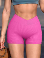 Shorts De Yoga Para Mujer Cintura Alta Levanta Glúteos Sin Costuras Fitness Ejercicio Correr Ciclismo Shorts De Gimnasio - details 4