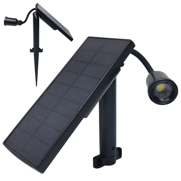 LED ATOMANT Foco LED Solar 2,1W Direccionable con Zoom, Blanco Frio 6000K con Sensor Lumínico, Lampara Solar Impermeable para Iluminación de Caminos, Patio, Terraza y Camping - 1