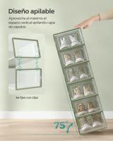 Cajas de Zapatos de Plástico Plegables y Apilables - Juego de 12 Organizadores para Zapatillas hasta Talla 44, Transparente, Azul, Blanco o Verde - details 18