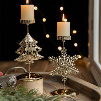 Soporte De Vela De Árbol De Navidad De Hierro Fundido Dorado Con Estrella Y Ciervo Decoración De Mesa Para Navidad Y Año Nuevo - details 1