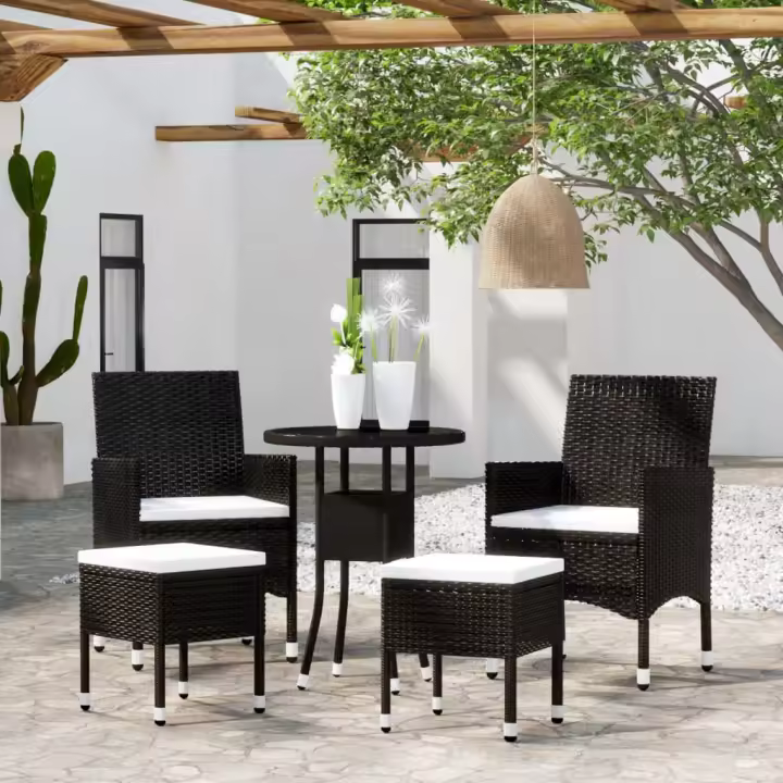 vidaXL Juego de muebles de jardín 5 piezas ratán sintético negro - 1