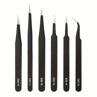 Juego De Pinzas Antiestáticas ESD De Precisión 6-Pc Herramienta Duradera De Acero Inoxidable Para Reparación Electrónica Y Modelado De Procesos - details 2