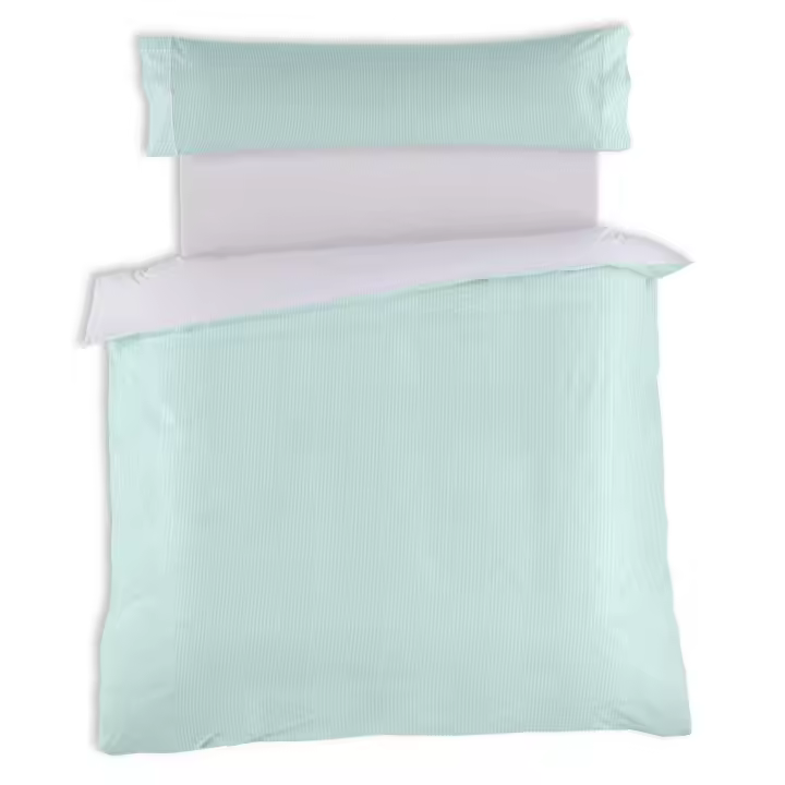 Conjunto de FUNDA NORDICA y funda de almohada Greta, color aqua - Cama de 90 (2 piezas) - 100% algodón - 200 hilos. Gramage: 125 - Fijalo - 1