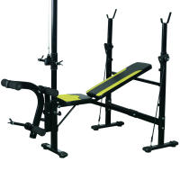 HOMCOM Banco de Pesas Reclinable Banco de Musculación Multifuncional con Altura Ajustable para Fitness Entrenamiento Completo en Gimnasio y Casa Carga 250 kg 175x110x202 cm Negro - details 0