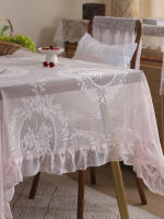 Mantel De Lienzo Rosa Vintage Con Espejo Y Encaje Para Sala De Estar Dormitorio Comedor Decoración De Fiesta Y Boda - details 6