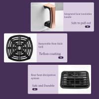 Freidora aire de 8L para cocinar de forma saludable, sartén para freír sin aceite de 1400 W, horno de circulación rápida, cesta antiadherente extraíble, fácil de limpiar, pantalla táctil digital LCD (negra) - details 5