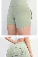 Shorts De Fitness Para Mujer Con Bolsillos Pantalones Cargo Terciopelos Yoga Estilo Verano Secado Rápido Butt Peaches - details 0