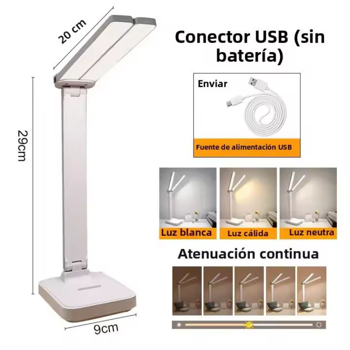 Lámpara De Escritorio LED Táctil Recargable USB Con 3 Niveles De Iluminación Protección Ocular Plegable Para Dormitorio Luz Nocturna Para Mesa - 1