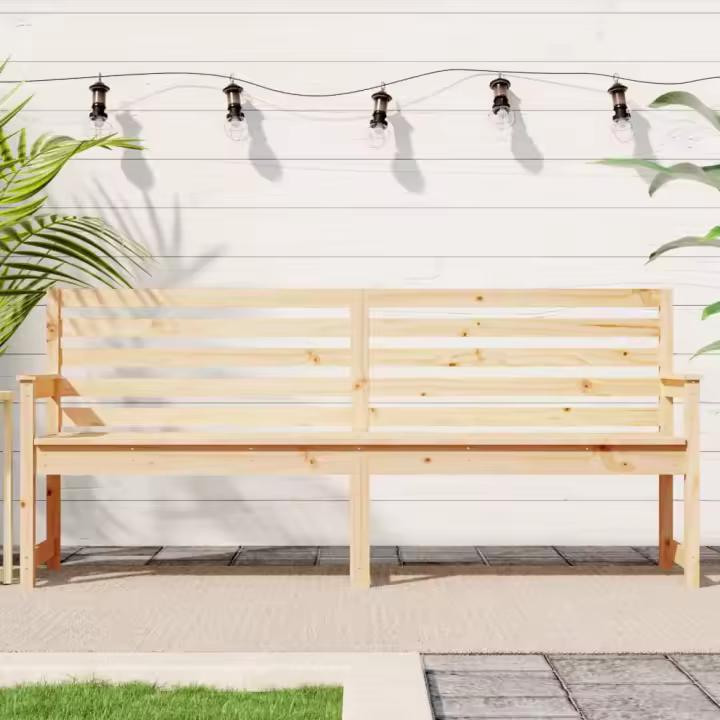 vidaXL Banco de jardín madera maciza de pino 203,5x48x91,5 cm en color Pino natural/Pino blanco/Douglas natural - 1