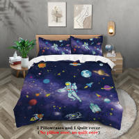 Juego De Cama 3 Piezas Estilo Espacial Con Patrón De Astronauta Y Cielo Estrellado Funda De Edredón Y 2 Fundas De Almohada Poliéster Cómodo Set De Cama - details 6
