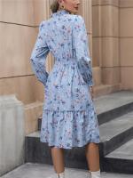 Vestido Casual De Mujer Con Estampado Floral Cuello V Manga Larga A-Line Longitud De Rodilla Cintura Alta Primavera Otoño Invierno - details 12