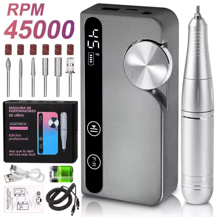 Nueva Máquina De Archado De Uñas Profesional Recargable Portátil 45000RPM Para Manicura Y Pólen De Gel Herramienta De Arte De Uñas En Forma De Pluma - 1