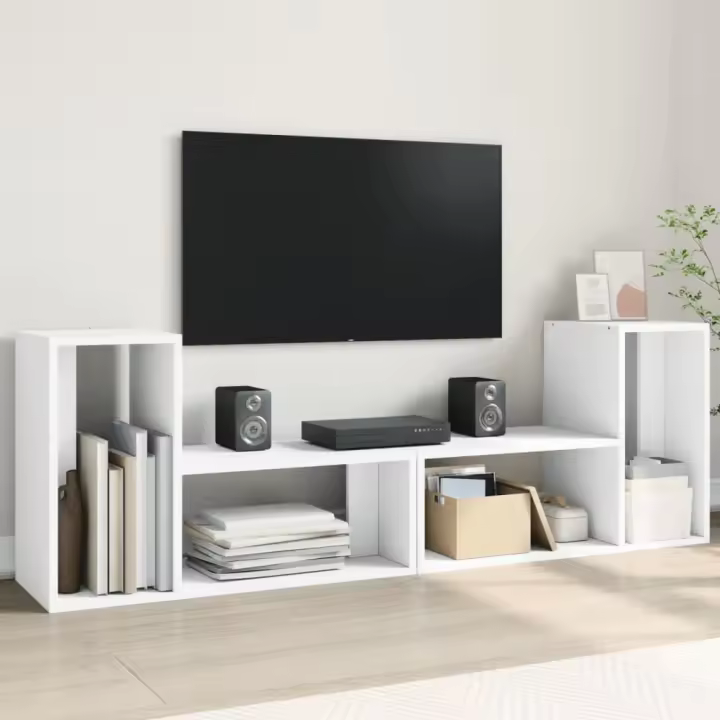vidaXL Muebles de TV 2 uds madera ingeniería 75x30x50 cm en color Gris sonoma/Negro/Gris hormigón y más | almacenamiento funcional diseño moderno para baño dormitorio sala - 1