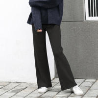 Pantalones De Mujer De Tejido Suave Para Otoño E Invierno Con Pierna Ancha Y Cintura Alta Estilo Casual Pantalones Rectos Y Justos - details 6