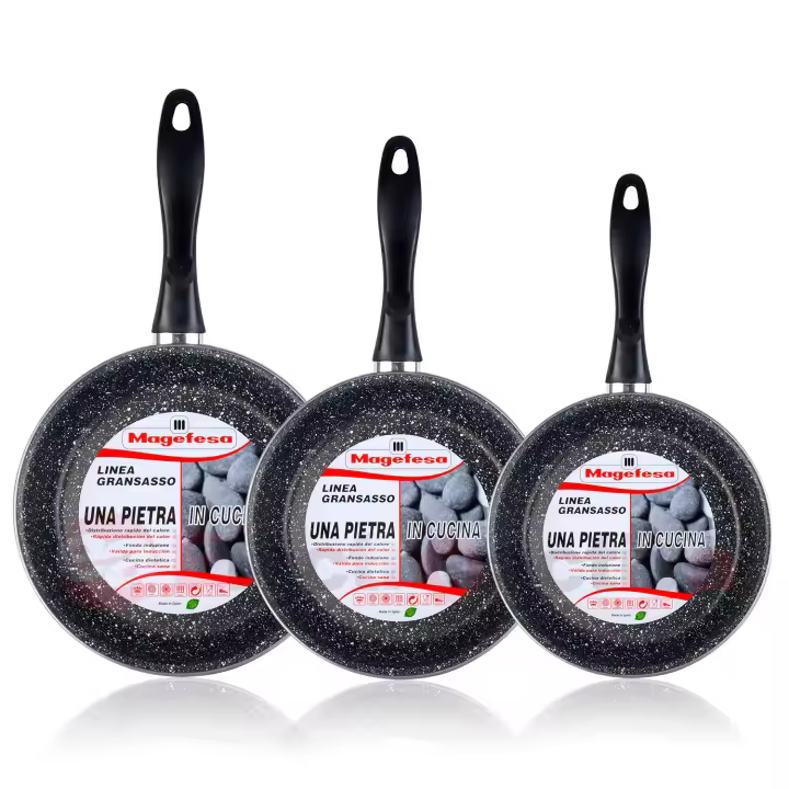 Magefesa K2 Gransasso Set Juego 3 Sartenes 20-24-28 cm, Inducción, Antiadherente PIEDRA Libre PFOA, , Gris - 1